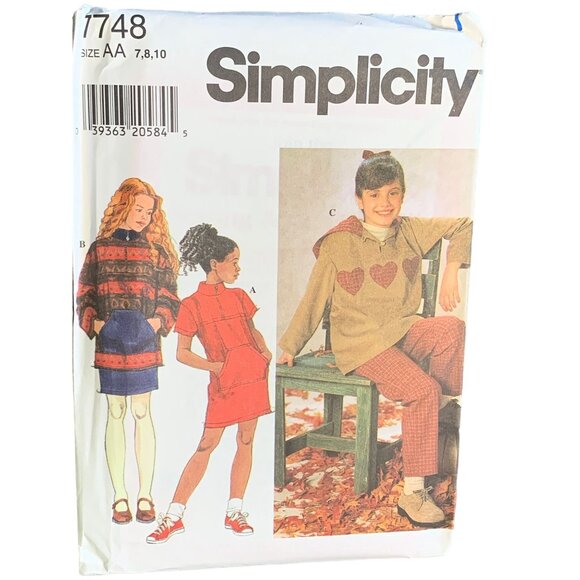 Simplicity Girls Dress Top Skirt Pants Sewing Pattern Sz 7-10 7748 - Uncut - Picture 1 of 4